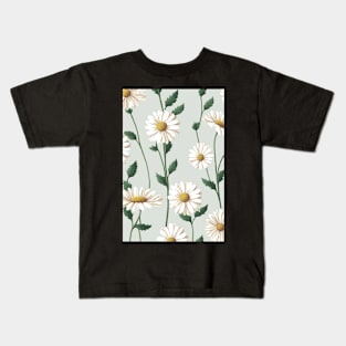 Floral Garden Botanical Print with Daisy Peach Kids T-Shirt